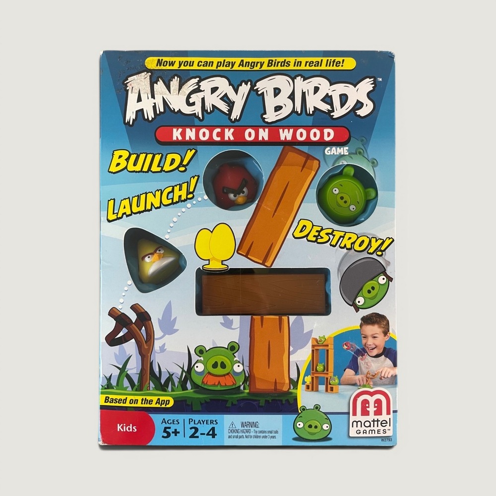 Angry Birds Knock On Wood Board Game Mattel 2011 Complete Catapult Kids Toy